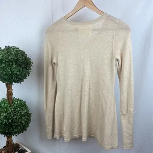 Anthropologie Angel of The North Tan Knit Long Sleeve V Neck Sweater S thumbnail 3