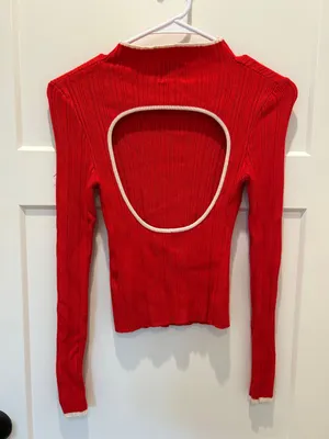 BDG Red Open Back Long sleeve Top thumbnail 1