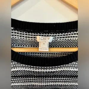 J.Crew Factory 100% Cotton Crew Neck Sweater Women's M Black & Cream Stripped thumbnail 3
