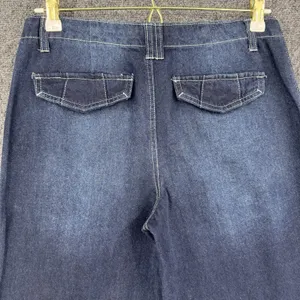 Forever 21 Wide Leg Jeans Womens Sz 27 Dark Wash Contrast Stitch Low Rise Boho thumbnail 4