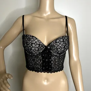 Victoria's Secret Black Lace Bustier Corset Demi Bra Top thumbnail 1