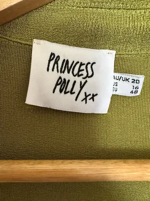 Princess Polly Party Time Olive Green Knit Top-‎ Mini Dress Sz 16 Comfy Flowy thumbnail 5