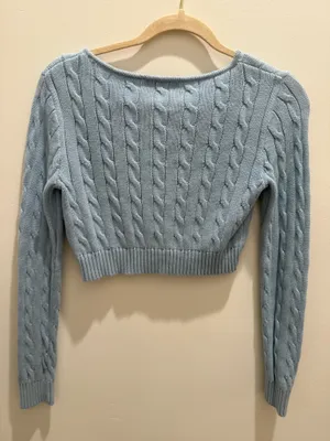 brandy melville blue button up crop sweater thumbnail 2
