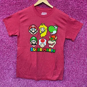 Super Mario Luigi Peach Yoshi Toad Bowser Nintendo Tee M thumbnail 1