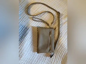 Taupe Three Pocket Zip-Top Women’s Bag. Use as Clutch or Crossbody. thumbnail 7