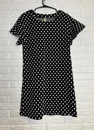 Uncle Frank‎ Polka Dot Dress Womens Small Black White Excellent Flutter Sleeve thumbnail 1