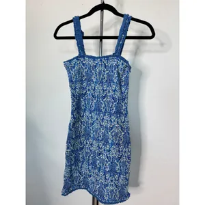 Rhode Mini Dress Blue Smocked Ruffle Strap Paisley Print Bodycon Sundress thumbnail 4