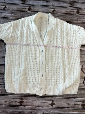Altar'd State Coastal Ivory Cable Knit Button Cardigan Size XS thumbnail 4