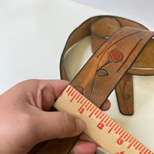 Vintage Hand Tooled Leather Rose Floral Belt Tan Brown Boho Western 44 Inch thumbnail 4