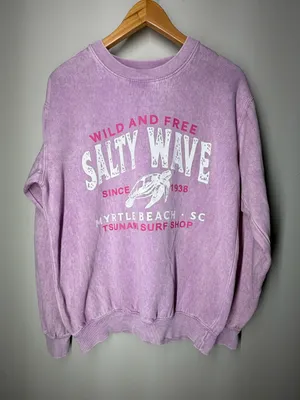 Tsunami Surf Shop Sea‎ Turtle Myrtle Beach Graphic Crewneck Sweatshirt Coastal thumbnail 1
