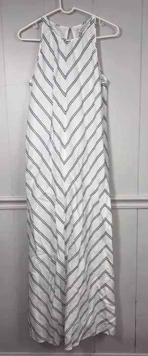 NWOT J. Crew 100% Linen Sleeveless Chevron Maxi Dress 6 Summer Beach Vacation thumbnail 1