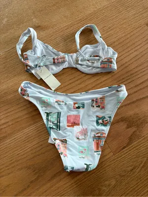 Abercrombie Light Blue & Coral Print Two-Piece Bikini Set thumbnail 3