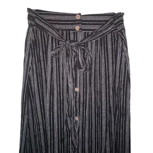 Emberley Striped Tie-Waist Button Down Maxi Skirt Black White thumbnail 2