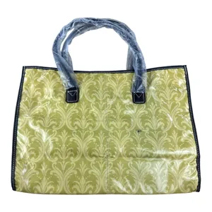 Anna Griffin Damask Craft Tote Bag Chartreuse Gold Laminated‎ Travel Luxury thumbnail 11