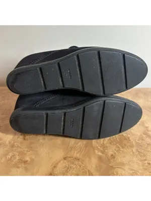 Prada Black Suede Chukka Ankle Boots Women's Size 40 Lace-Up Wedge Heel thumbnail 7