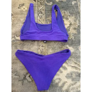 Beach Riot Peyton Textured Bikini Top & Vanessa Bikini Bottom L Ultra Violet NEW thumbnail 5