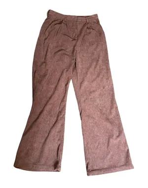 Commense Womens Brown Corduroy Wide Leg Pleated Trousers High‎ Waist Size M NEW thumbnail 1
