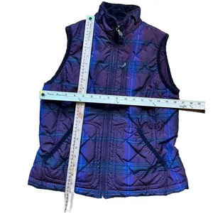 Lauren Ralph Lauren Plaid Puffer‎ Vest Purple Size Medium Zip Flaws See Photo thumbnail 8