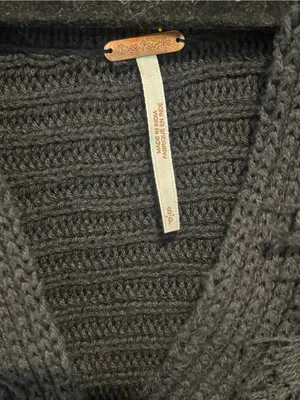 Free People Marlie Deep V Ribbed Sweater Black Size Small thumbnail 5