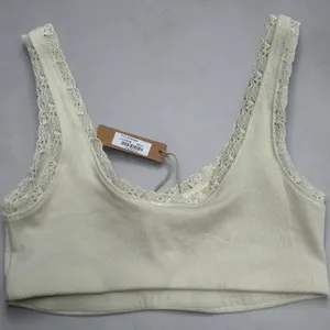 Skims Logo Pointelle Bralette XS Bone Lace Trim Rosette NWT thumbnail 2