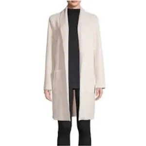 New! Joan Vass Faux‎ Leather Open Front Drape Collar Coat L thumbnail 2