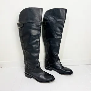 Hinge Over the Knee Leather tall boots In Black Size 7.5 Equestrian Bohemian thumbnail 4