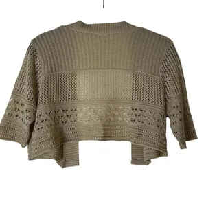 Vintage Y2K Crochet Knit Crop Cardigan Shrug Boho Hippie Festival Size Small thumbnail 4