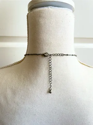 Women’s Long Necklace Silver-tone Sparkly Teardrop Filigree Adjustable thumbnail 4
