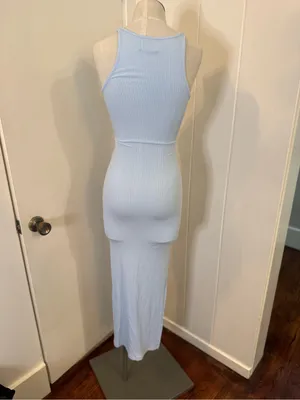 Princess Polly Light Blue Ribbed Cutout Maxi Skirt - Women's Sz 0 thumbnail 3