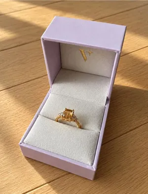 Vianne Natural Citrine 1.70ct Emerald Cut 18K Gold Vermeil Ring Size 7 thumbnail 1
