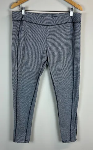 Lauren Ralph Lauren Active Leggings Womens XL‎ Black White Striped Athleisure thumbnail 1