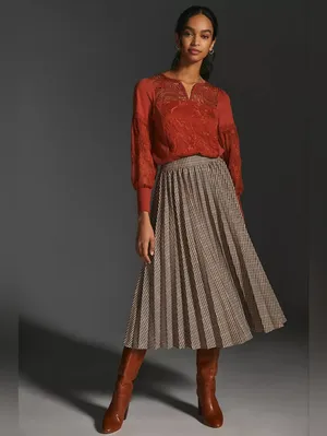 Anthropologie Tiny Noah Embroidered Lace Blouse Burnt Orange XS thumbnail 3