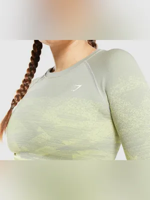 Gymshark Adapt Ombre Seamless Long Sleeve Top in Sage and Light Yellow Sz Small thumbnail 2