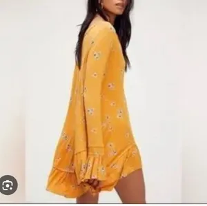 Free People Mustard Yellow Floral Swing Mini Dress Size Medium thumbnail 2