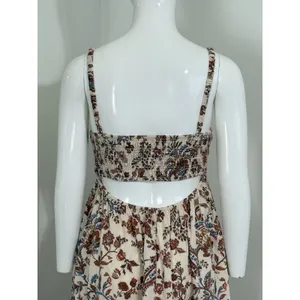 Old Navy Women’s Paisley Floral Cotton Poplin Smocked Cut-out Midi Dress Boho S thumbnail 6
