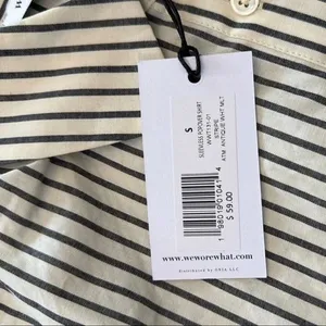 NWT Weworewhat Cropped Sleeveless Popover Shirt Small Antique White Grey Stripe thumbnail 8