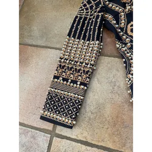 Bejeweled one-shoulder mini dress featuring pearl embellishments small thumbnail 3