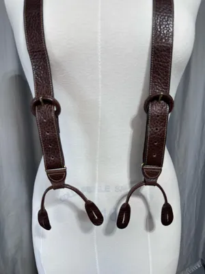 Men's Suspenders, Wide Y Style, Faux Leather with Leather Ears Western Classic thumbnail 2