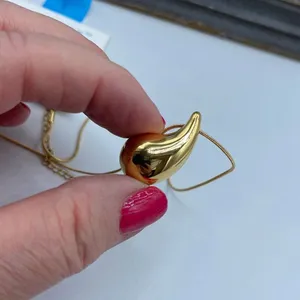 NWT 18K gold dipped Lux Lux puffed teardrop 16” necklace thumbnail 7