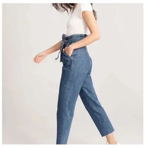 Abercrombie & Fitch Mom Jean Womens 26/2R‎ Blue Paperbag Waist Belted Straight thumbnail 10