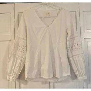 Anthropologie Maeve lace cutout puff sleeve blouse xs thumbnail 3
