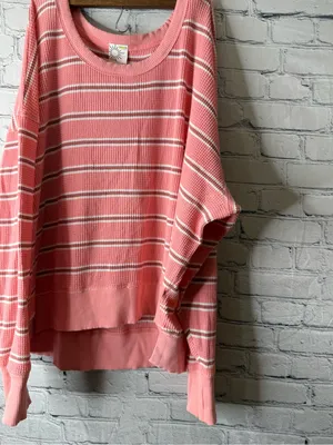 Offline by aerie oversized Striped Pink Waffle Knit Sweater size large thumbnail 7