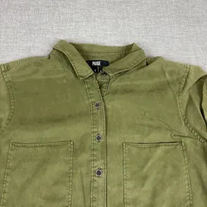 Paige Shirt Dress Womens Small Green Short Sleeve Button Front Tencel Belted thumbnail 2