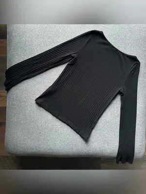 Madewell Black Boatneck Ribbed Long Sleeve Top Large thumbnail 6