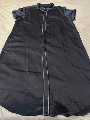Wildfang The Empower Satin Midi Dress - Navy Satin with Mint Trim - NWT - Sz XL thumbnail 5