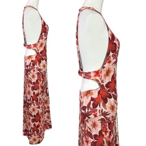 Free People Bohemian Floral Hawaiian Tropical Mimi Maxi Dress Size Medium Slit thumbnail 10