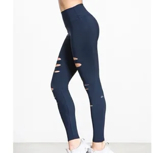 Alo Blue Ripped Warrior High Rise Yoga Leggings‎ thumbnail 4