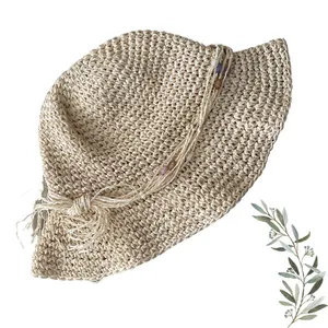 Golden Grove Trading Company Woven Sun Hat with Beading Detail Size S/M thumbnail 1