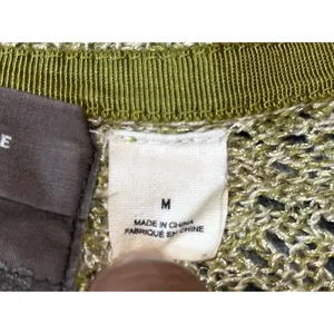 Guinevere Anthropologie Hemp Blend Open Knit Sweater Olive Gold Metallic Medium thumbnail 7