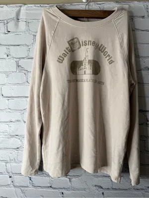 Disney Tan Walt Disney World Crewneck Sweatshirt with Castle Graphic size small thumbnail 3